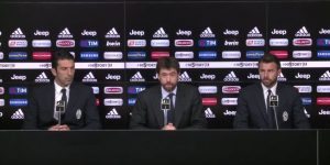 Conferenza stampa Agnelli Buffon Barzagli