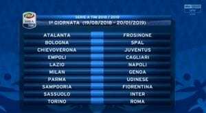 calendario Serie A 2018-2019 Juventus