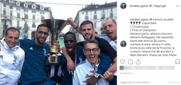 allegri saluto social giocatori