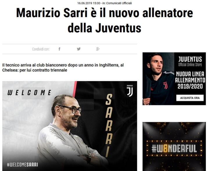 sarri juventus ufficiale