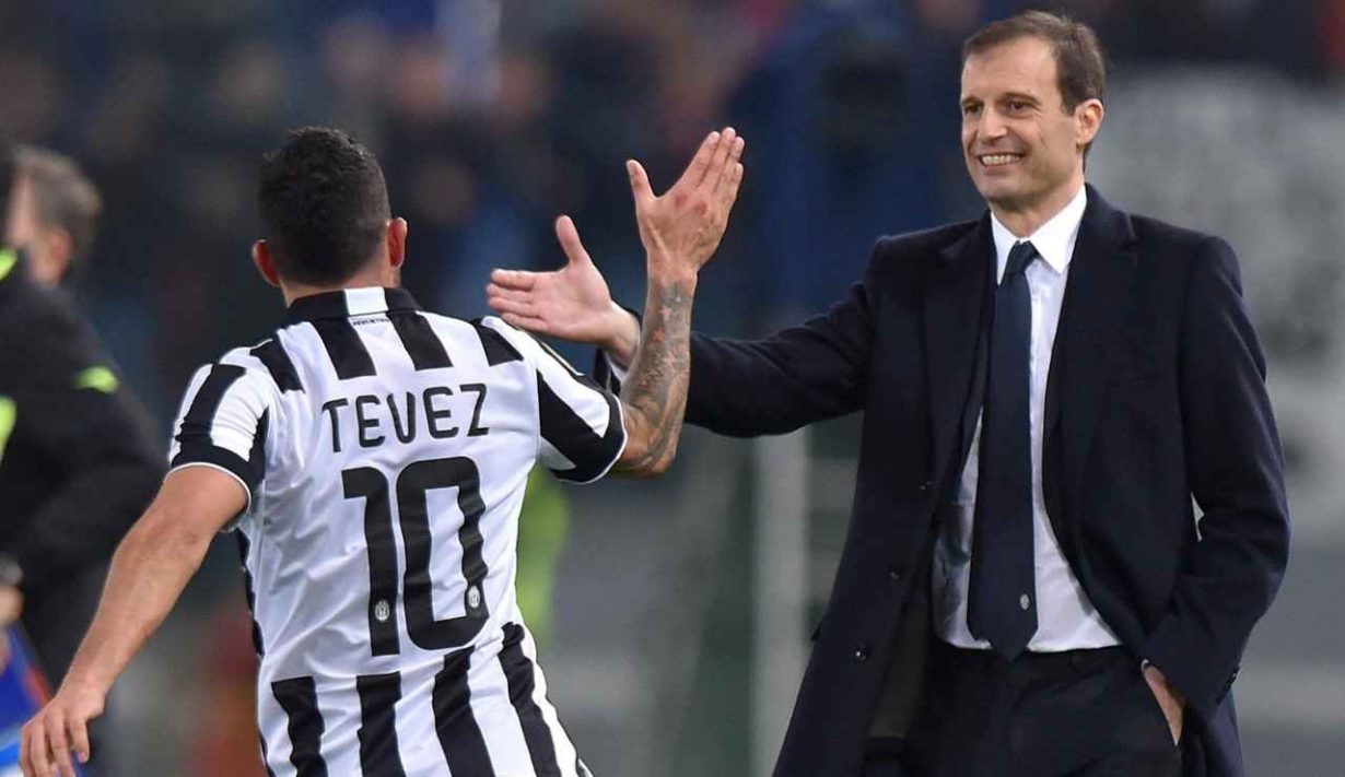 Carlos Tevez e Max Allegri - Foto ANSA - Jmania.it