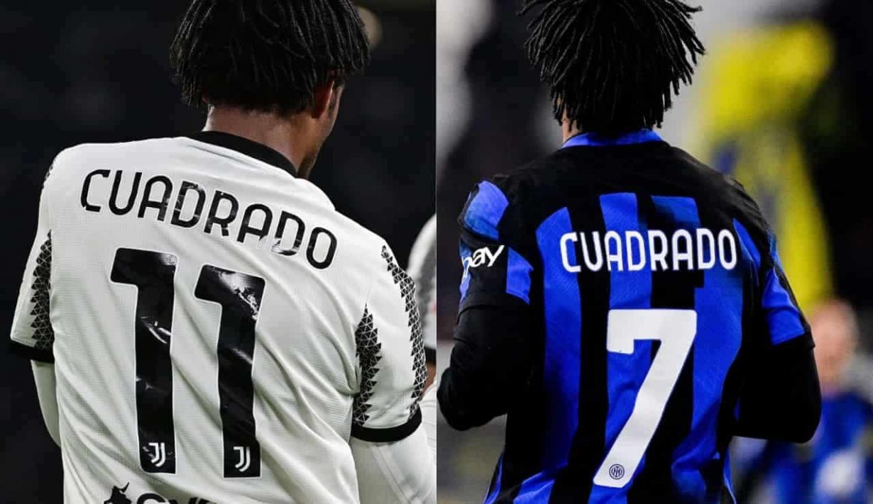 Juan Cuadrado con la maglia dell'Inter e della Juventus - Foto Lapresse - Jmania.it