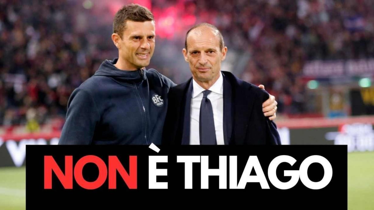 Thiago Motta e Max Allegri che si abbracciano in campo - foto ANSA - JMania.it