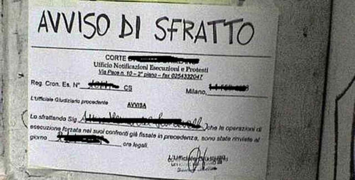 Avviso di sfratto