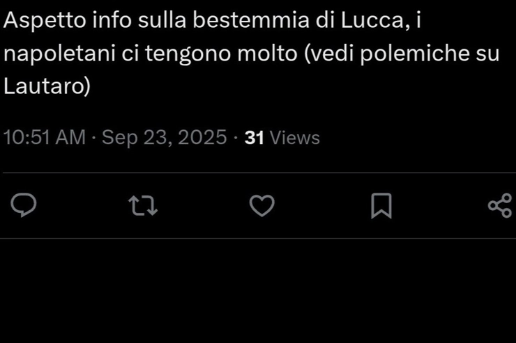 Il tweet che riguarda la bestemmia dell'ex bianconero - Fonte X - Jmania.it