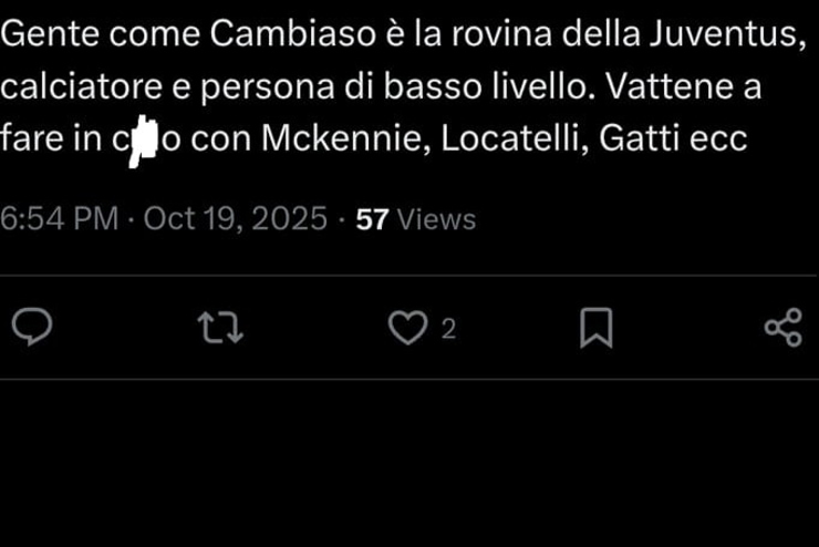 Il tweet che riguarda il giocatore flop della Juventus - Screen X - Jmania.it